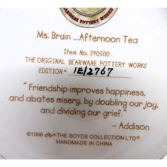 Vtg. Boyd's Bear Collection Ceramic Afternoon Tea Mug preowned - Picture 5 of 6